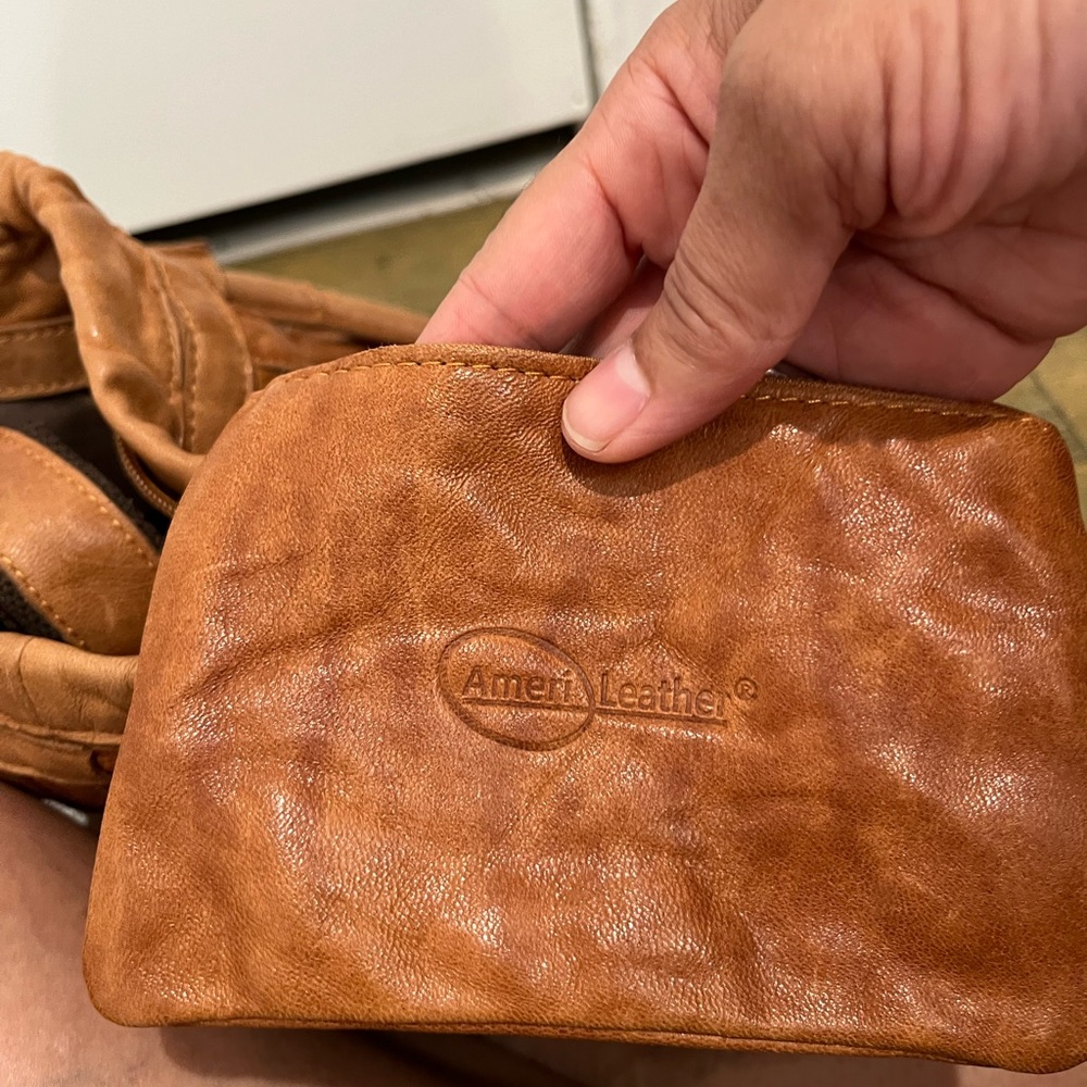 Amerileather Tan Leather Studded Tutu Hobo Handbag - Picture 5 of 9